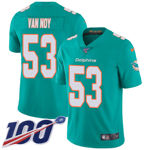 Miami Dolphins 53 Kyle Van Noy Aqua Green Team Color Men Stitched NFL 100th Season Vapor Untouchable Limited Jersey